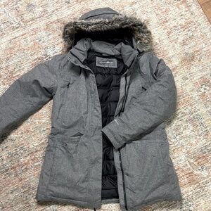 Eddie Bauer Gray Women's Parka with Faux Fur Hood